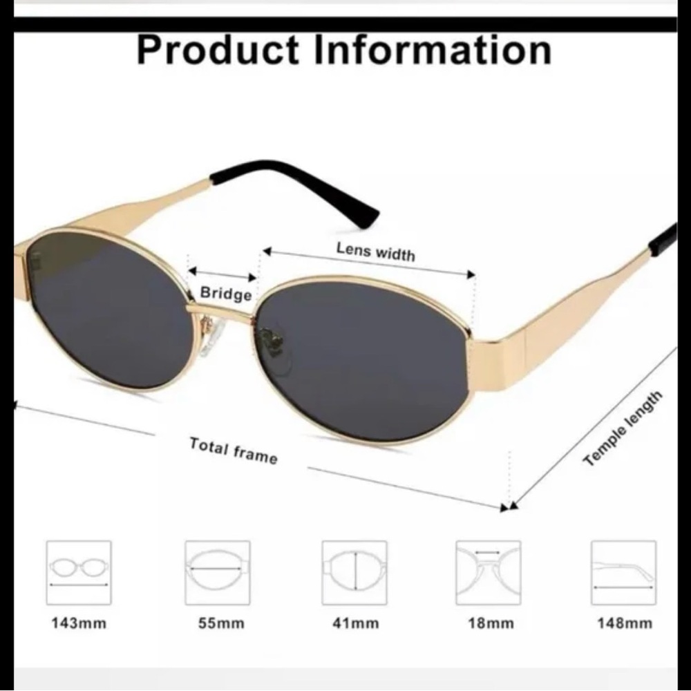 Vintage Gold Oval Sunglasses • Chic 90s Retro Sunnies. - Picture 3 of 3